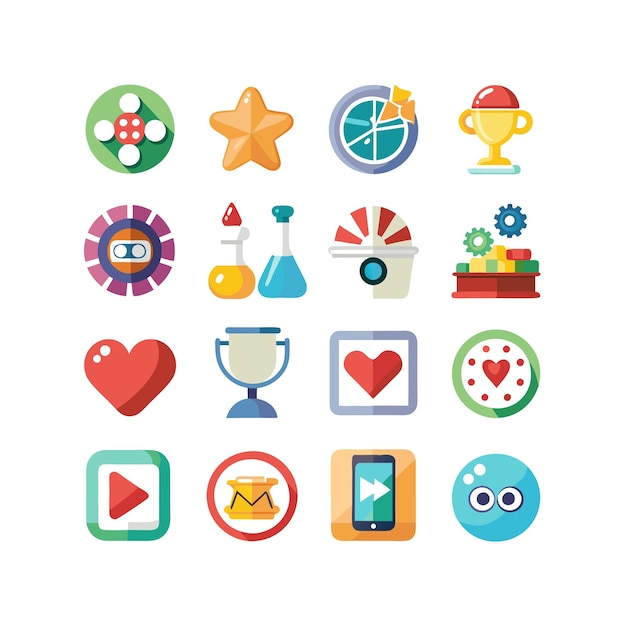 Colección de iconos de pasatiempos e intereses para documentos, sitios web y aplicaciones móviles