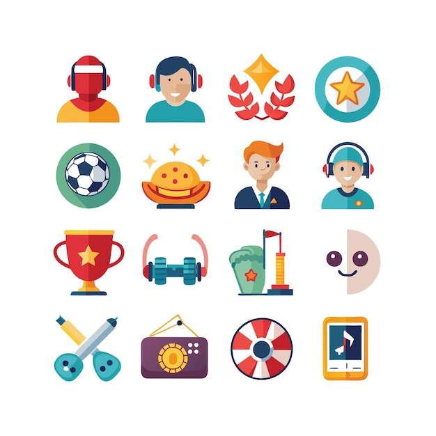 Colección de iconos de pasatiempos e intereses para documentos, sitios web y aplicaciones móviles