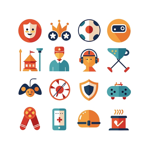 Colección de iconos de pasatiempos e intereses para documentos, sitios web y aplicaciones móviles