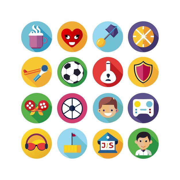 Colección de iconos de pasatiempos e intereses para documentos, sitios web y aplicaciones móviles