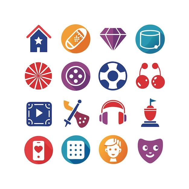 Colección de iconos de pasatiempos e intereses para documentos, sitios web y aplicaciones móviles