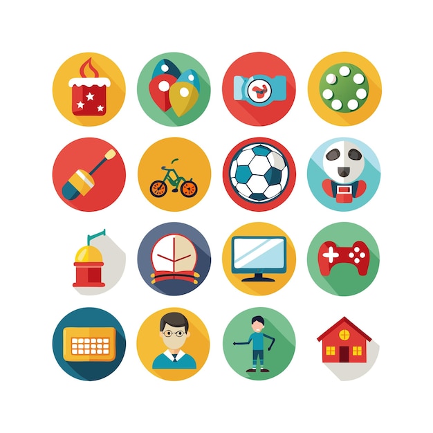 Colección de iconos de pasatiempos e intereses para documentos, sitios web y aplicaciones móviles