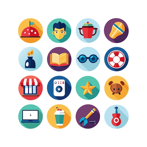 Colección de iconos de pasatiempos e intereses para documentos, sitios web y aplicaciones móviles