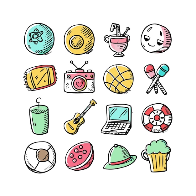 Colección de iconos de pasatiempos e intereses para documentos, sitios web y aplicaciones móviles