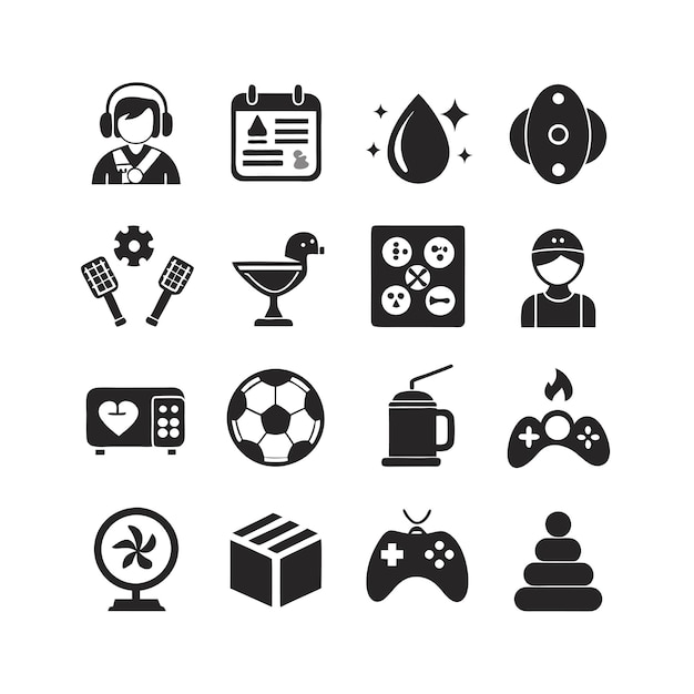 Colección de iconos de pasatiempos e intereses para documentos, sitios web y aplicaciones móviles