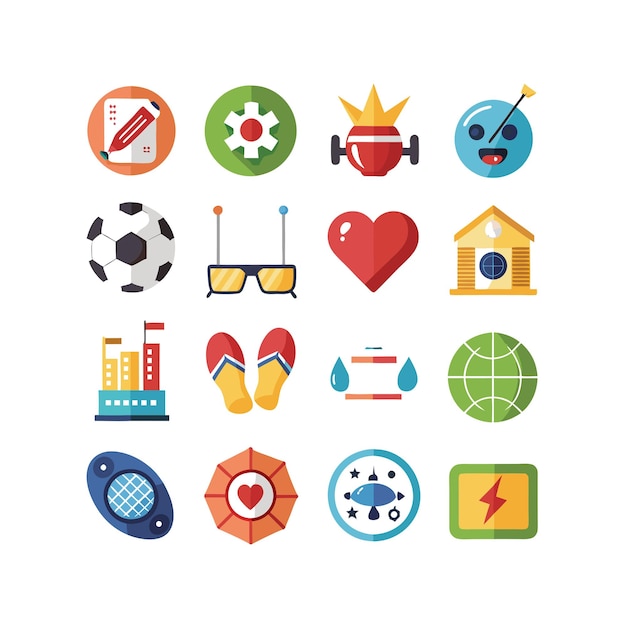Colección de iconos de pasatiempos e intereses para documentos, sitios web y aplicaciones móviles