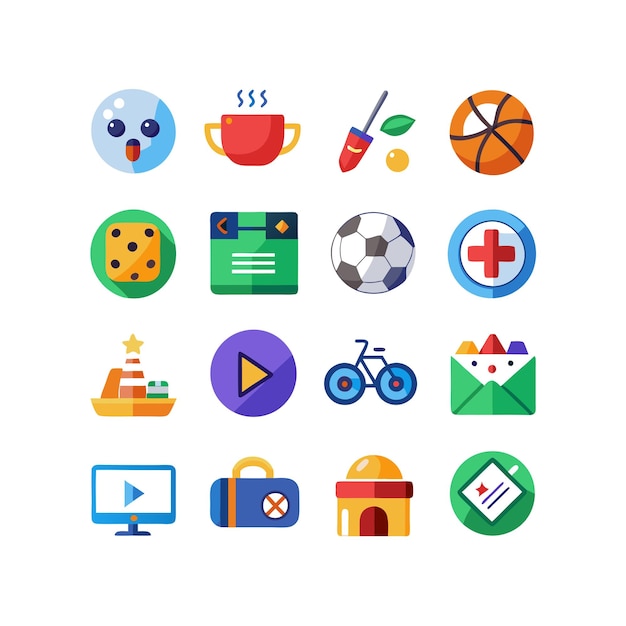 Colección de iconos de pasatiempos e intereses para documentos, sitios web y aplicaciones móviles
