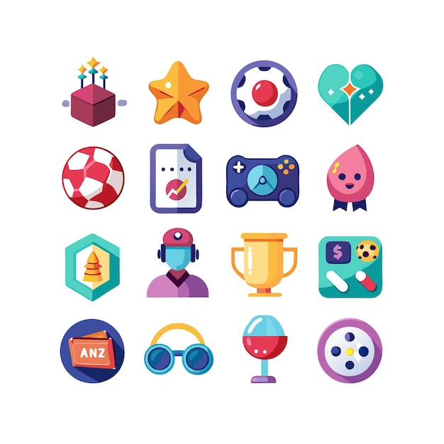 Colección de iconos de pasatiempos e intereses para documentos, sitios web y aplicaciones móviles