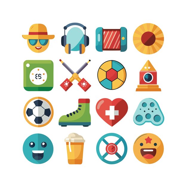 Colección de iconos de pasatiempos e intereses para documentos, sitios web y aplicaciones móviles