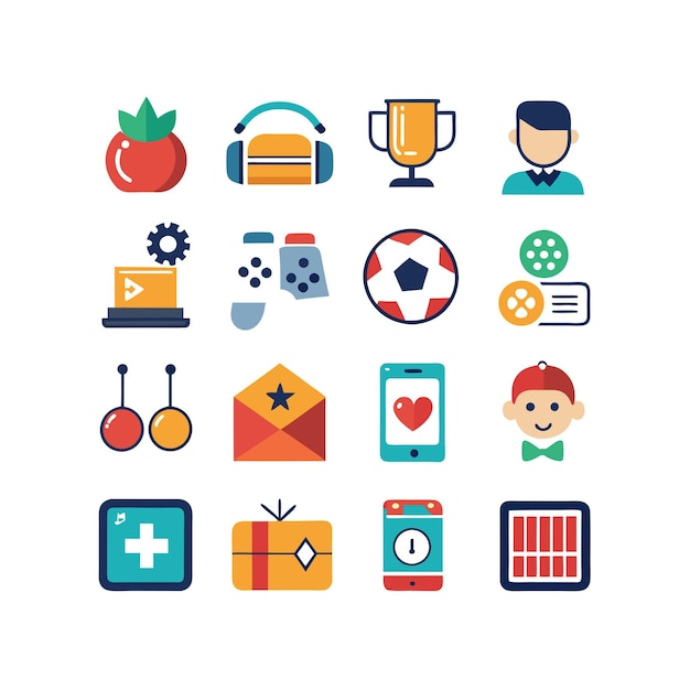 Colección de iconos de pasatiempos e intereses para documentos, sitios web y aplicaciones móviles