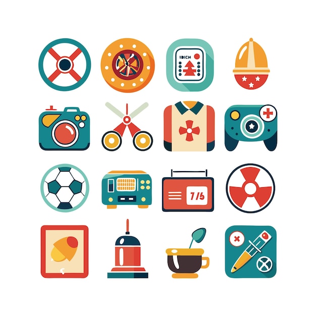 Colección de iconos de pasatiempos e intereses para documentos, sitios web y aplicaciones móviles