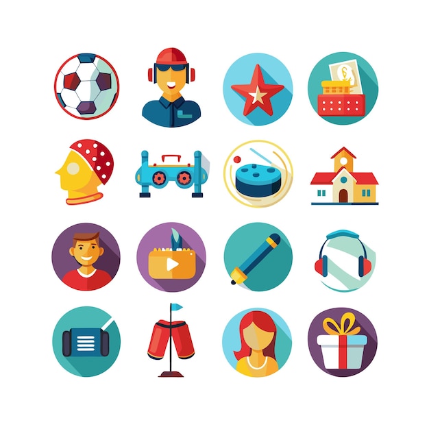 Colección de iconos de pasatiempos e intereses para documentos, sitios web y aplicaciones móviles