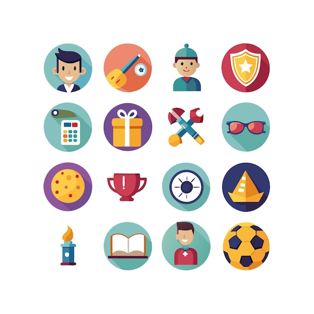 Colección de iconos de pasatiempos e intereses para documentos, sitios web y aplicaciones móviles