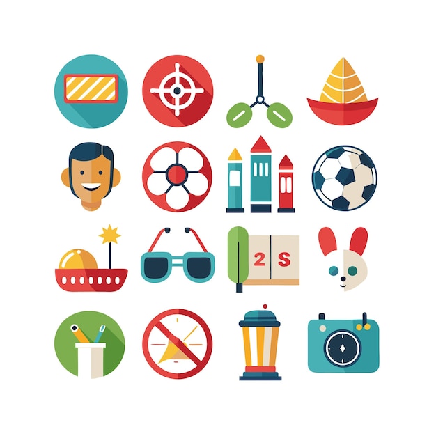 Colección de iconos de pasatiempos e intereses para documentos, sitios web y aplicaciones móviles