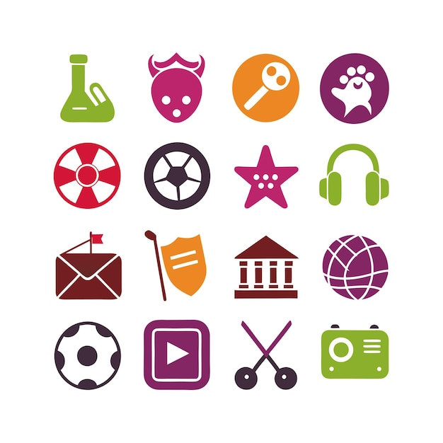 Colección de iconos de pasatiempos e intereses para documentos, sitios web y aplicaciones móviles