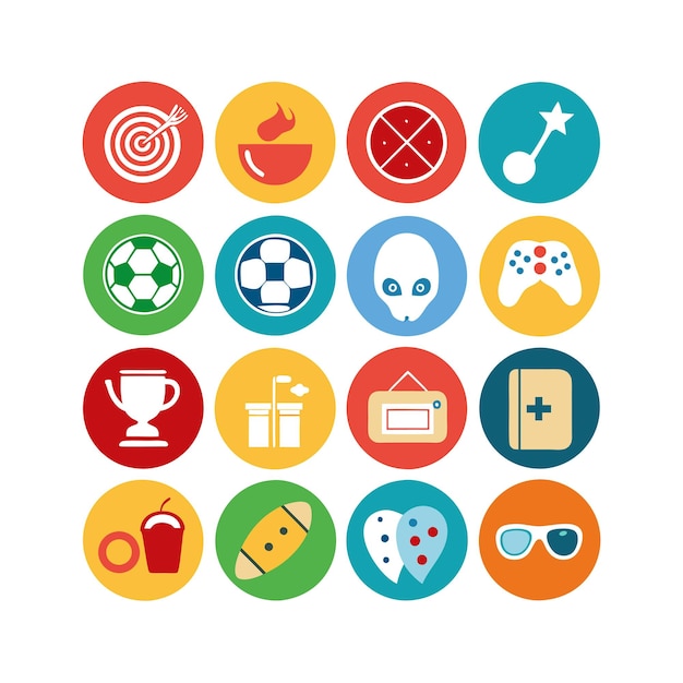 Colección de iconos de pasatiempos e intereses para documentos, sitios web y aplicaciones móviles