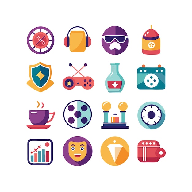 Colección de iconos de pasatiempos e intereses para documentos, sitios web y aplicaciones móviles