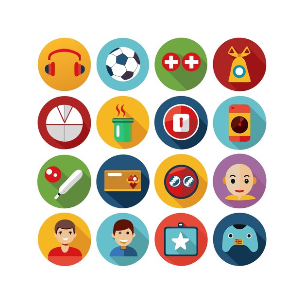 Colección de iconos de pasatiempos e intereses para documentos, sitios web y aplicaciones móviles