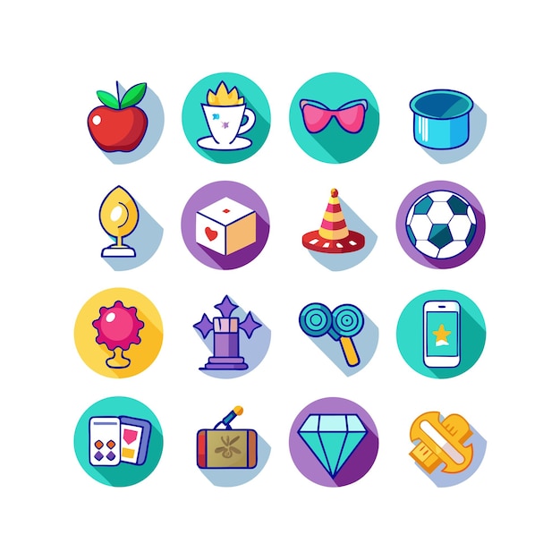 Colección de iconos de pasatiempos e intereses para documentos, sitios web y aplicaciones móviles