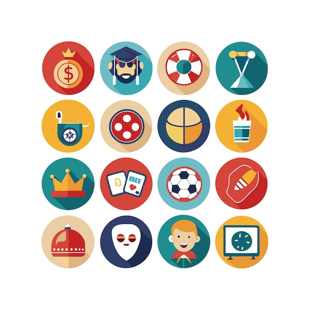 Colección de iconos de pasatiempos e intereses para documentos, sitios web y aplicaciones móviles