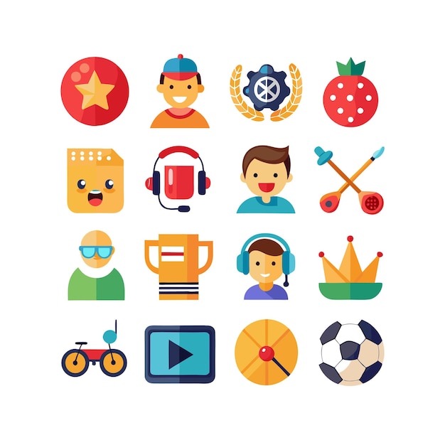 Colección de iconos de pasatiempos e intereses para documentos, sitios web y aplicaciones móviles