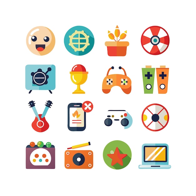 Colección de iconos de pasatiempos e intereses para documentos, sitios web y aplicaciones móviles