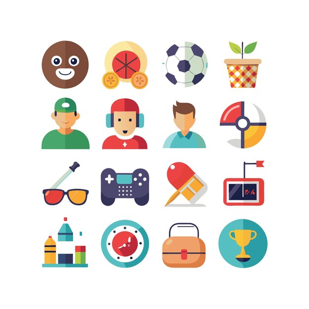 Colección de iconos de pasatiempos e intereses para documentos, sitios web y aplicaciones móviles