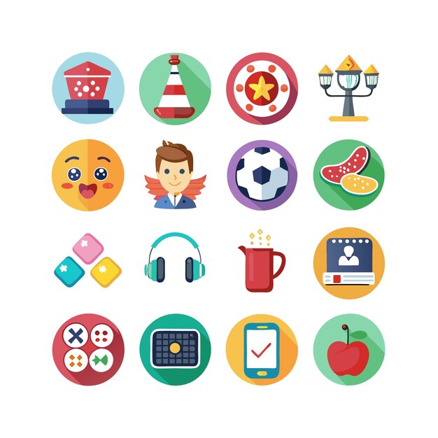 Colección de iconos de pasatiempos e intereses para documentos, sitios web y aplicaciones móviles