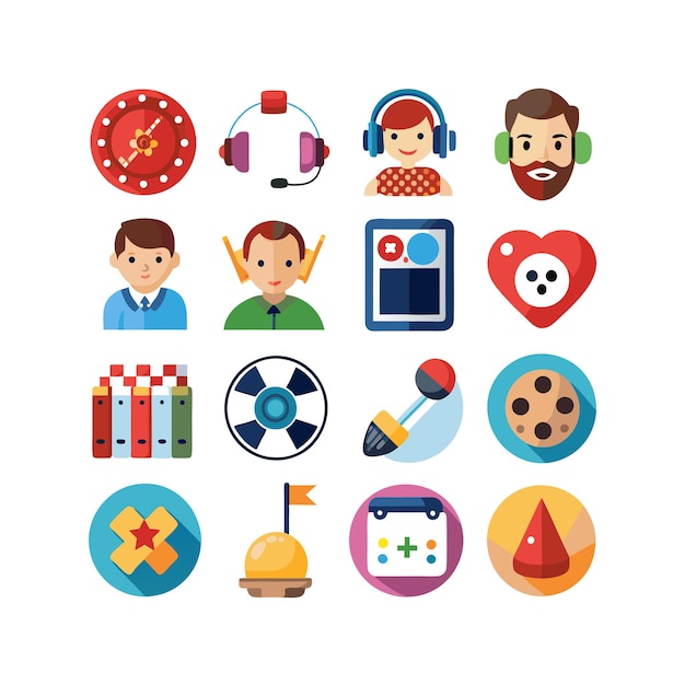 Colección de iconos de pasatiempos e intereses para documentos, sitios web y aplicaciones móviles