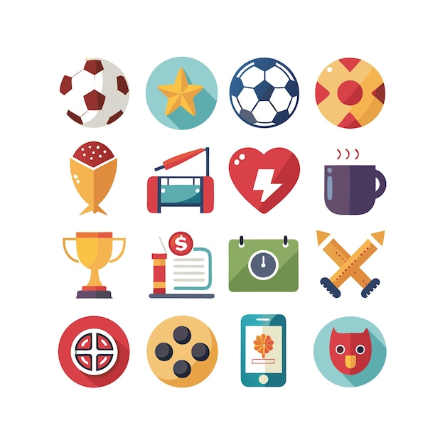 Colección de iconos de pasatiempos e intereses para documentos, sitios web y aplicaciones móviles