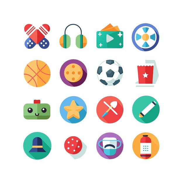 Colección de iconos de pasatiempos e intereses para documentos, sitios web y aplicaciones móviles