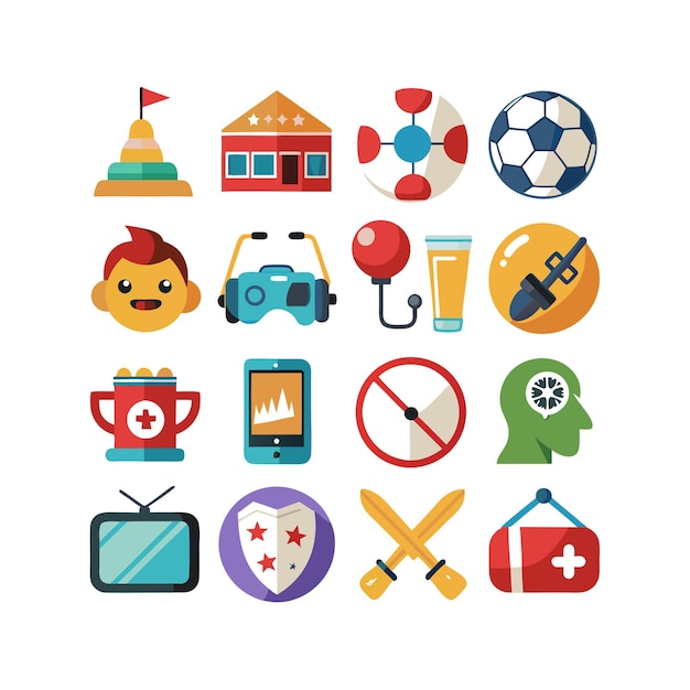 Colección de iconos de pasatiempos e intereses para documentos, sitios web y aplicaciones móviles