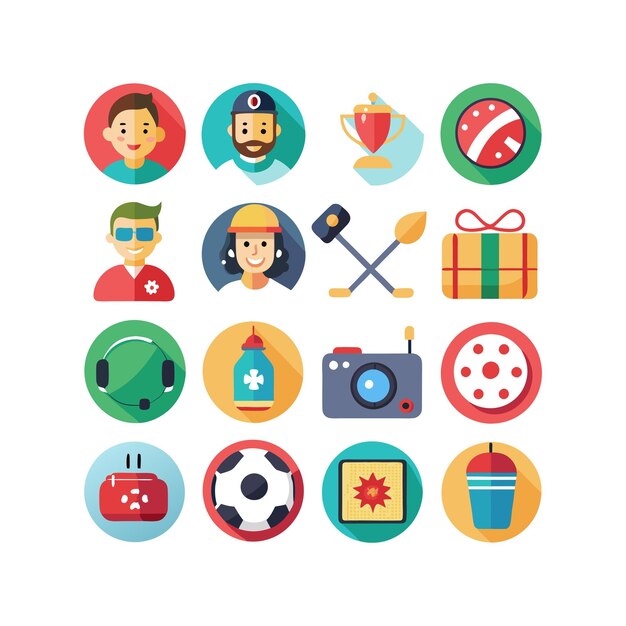 Colección de iconos de pasatiempos e intereses para documentos, sitios web y aplicaciones móviles