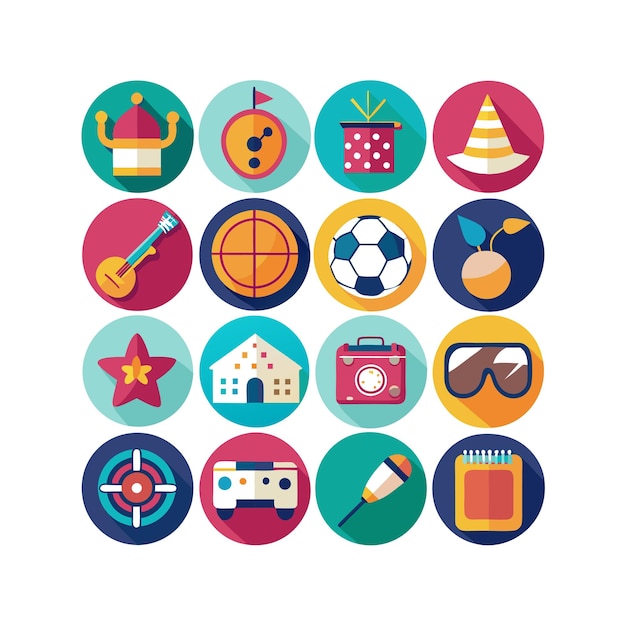 Colección de iconos de pasatiempos e intereses para documentos, sitios web y aplicaciones móviles