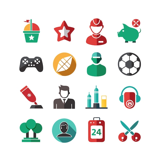 Colección de iconos de pasatiempos e intereses para documentos, sitios web y aplicaciones móviles