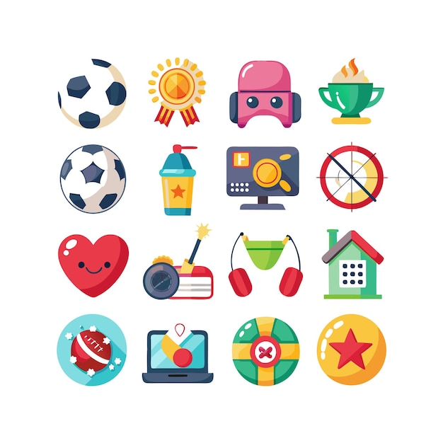 Colección de iconos de pasatiempos e intereses para documentos, sitios web y aplicaciones móviles