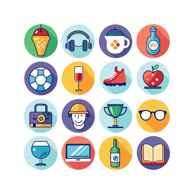Colección de iconos de pasatiempos e intereses para documentos, sitios web y aplicaciones móviles