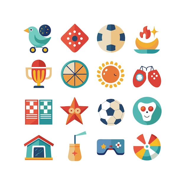 Colección de iconos de pasatiempos e intereses para documentos, sitios web y aplicaciones móviles