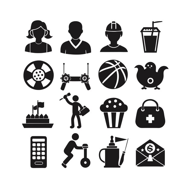 Colección de iconos de pasatiempos e intereses para documentos, sitios web y aplicaciones móviles
