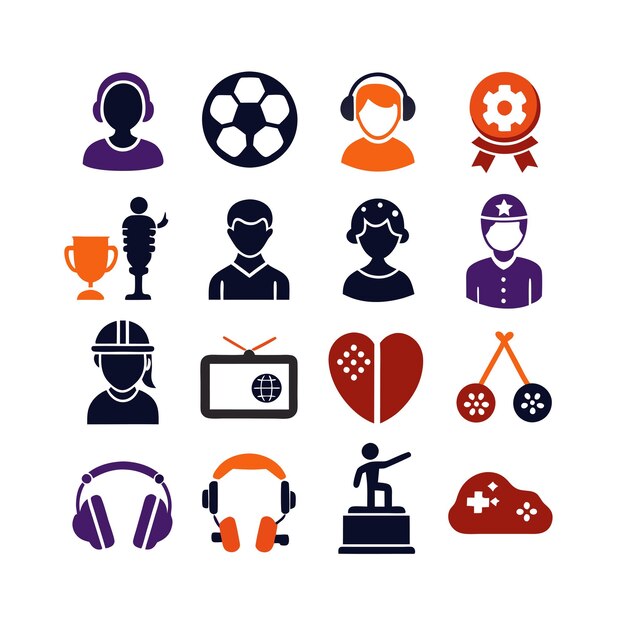 Colección de iconos de pasatiempos e intereses para documentos, sitios web y aplicaciones móviles