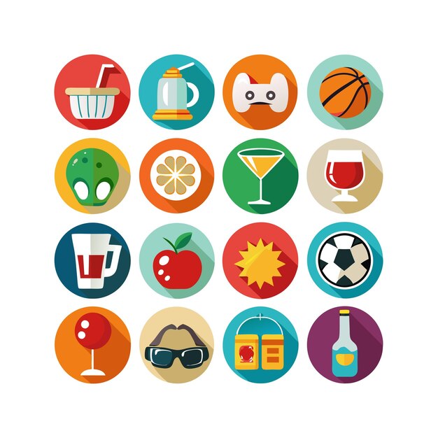 Colección de iconos de pasatiempos e intereses para documentos, sitios web y aplicaciones móviles