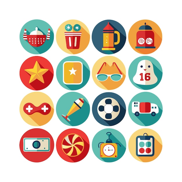 Colección de iconos de pasatiempos e intereses para documentos, sitios web y aplicaciones móviles