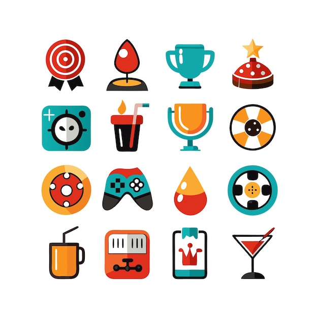 Colección de iconos de pasatiempos e intereses para documentos, sitios web y aplicaciones móviles