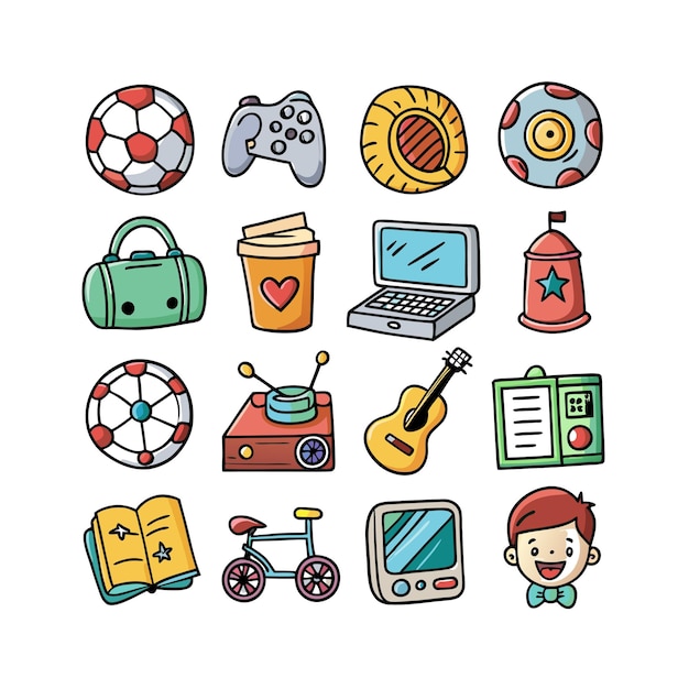 Colección de iconos de pasatiempos e intereses para documentos, sitios web y aplicaciones móviles