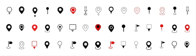 Colección de iconos de pin de ubicación y puntero de mapa
