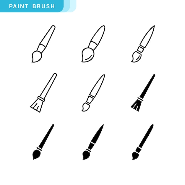 Colección de iconos de pintura paleta varias herramientas de pintura icono de pintura editable y redimensionable EPS 10