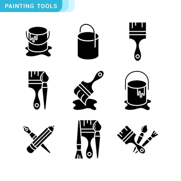 Colección de iconos de pintura varios iconos de pintura de pintura editables y redimensionables EPS 10