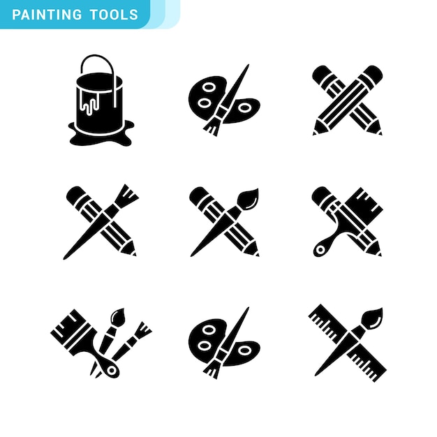 Colección de iconos de pintura varios iconos de pintura de pintura editables y redimensionables EPS 10