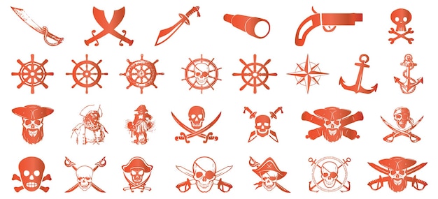 Colección de iconos de piratas