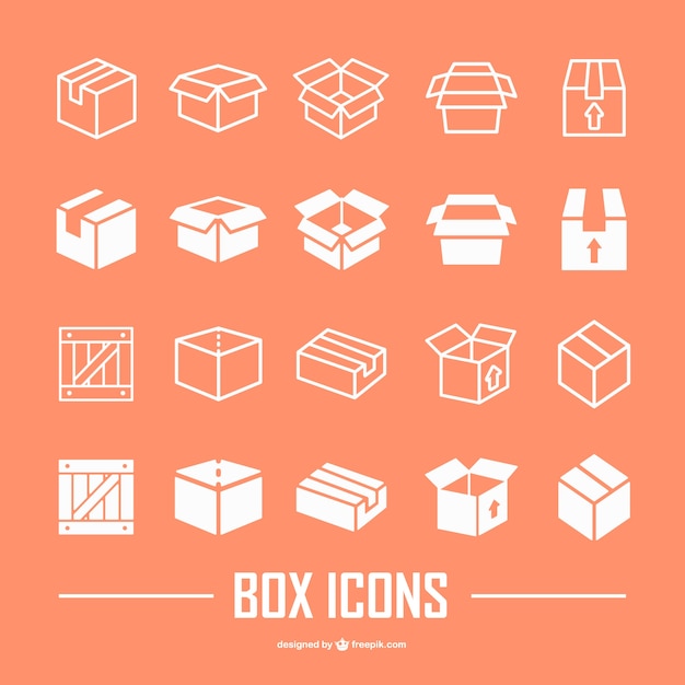 Vector colección de iconos planos de cajas